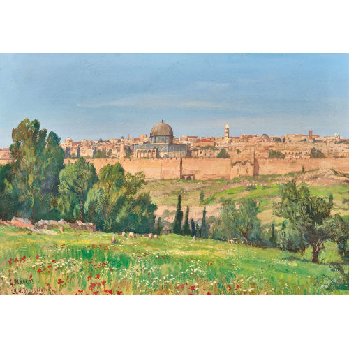GEORG MACCO : Blick vom �lberg auf Jerusalem mit Felsendom (DOBIASCHOFSKY AUKTIONEN AG)
