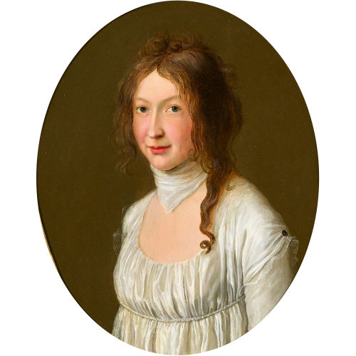 JACQUES-LAURENT AGASSE : Portrait d'une jeune femme � la robe blanche (DOBIASCHOFSKY AUKTIONEN AG)