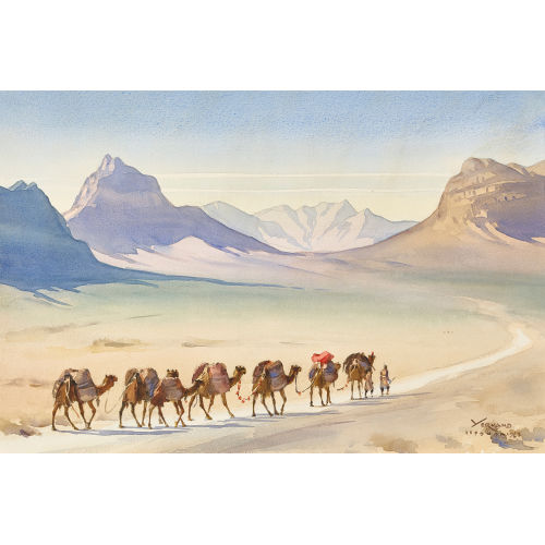 YERVAND NAHAPETIAN : W�stenlandschaft mit Karawane bei Isfahan (DOBIASCHOFSKY AUKTIONEN AG)