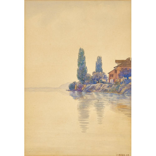 OSKAR BINZ : Bielersee vom S�dufer mit St. Petersinsel (DOBIASCHOFSKY AUKTIONEN AG)