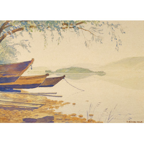 OSKAR BINZ : Blick von Bipschal auf den Bielersee und die St. Petersinsel (DOBIASCHOFSKY AUKTIONEN AG)