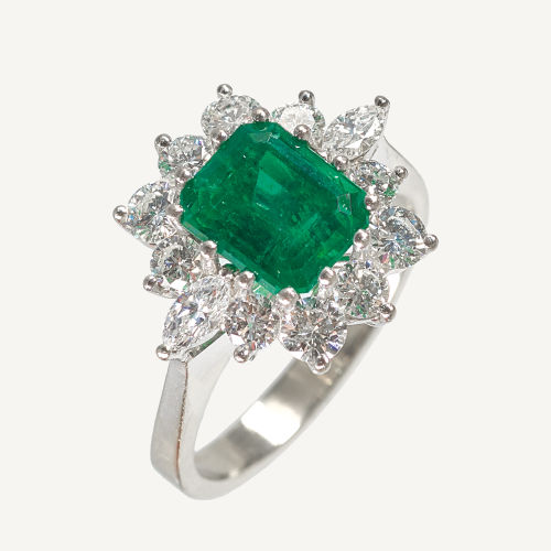 SMARAGD-DIAMANT-RING : Frieden, Thun (DOBIASCHOFSKY AUKTIONEN AG)