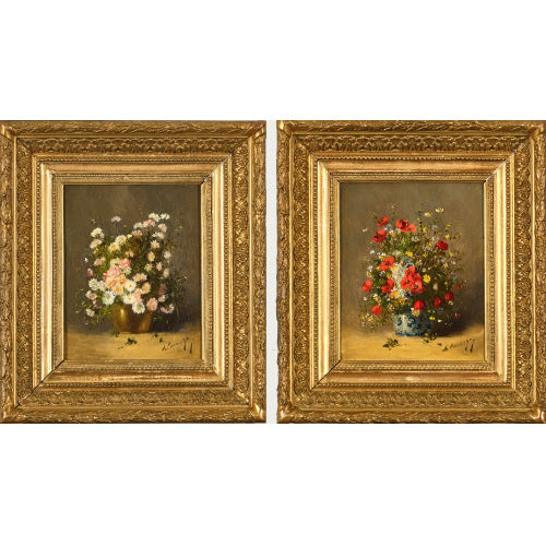 ACHILLE E. CONRAD DE CARANGA : Wiesenblumen in Vasen. Gegenst�cke (DOBIASCHOFSKY AUKTIONEN AG)