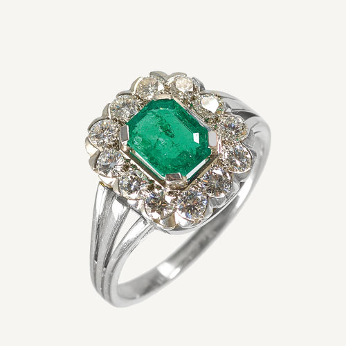 SMARAGD-BRILLANT-RING : (DOBIASCHOFSKY AUKTIONEN AG)