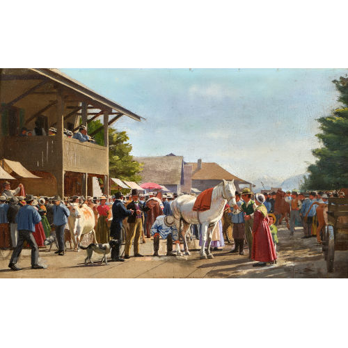 19. JH. SCHWEIZ : Der Pferdemarkt bei Genf (DOBIASCHOFSKY AUKTIONEN AG)