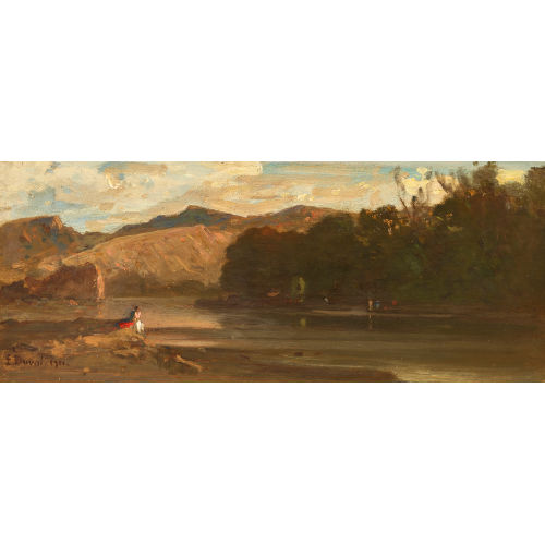 �TIENNE DUVAL : Flusslandschaft mit Staffage (DOBIASCHOFSKY AUKTIONEN AG)