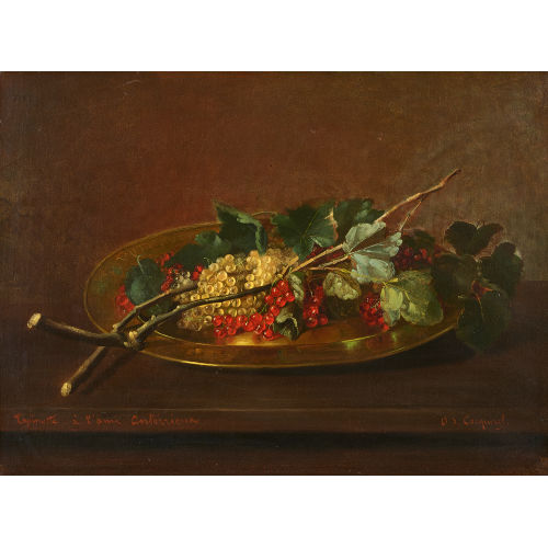 JULES JACQUES OLIVIER DE COCQUEREL : Stillleben mit Johannisbeeren in Beckenschl�gersch�ssel (DOBIASCHOFSKY AUKTIONEN AG)