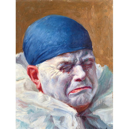 ARMAND FRAN�OIS JOSEPH HENRION : Weinender Clown mit blauer M�tze (DOBIASCHOFSKY AUKTIONEN AG)