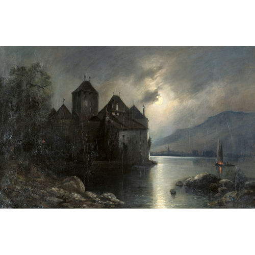 FRANZ ADOLF CHRISTIAN M�LLER : Schloss Chillon im Mondlicht (DOBIASCHOFSKY AUKTIONEN AG)