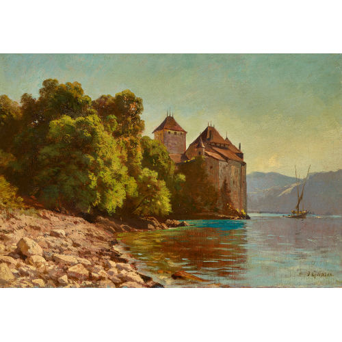 JOHANN JOSEPH GEISSER : Genfersee mit Schloss Chillon (DOBIASCHOFSKY AUKTIONEN AG)