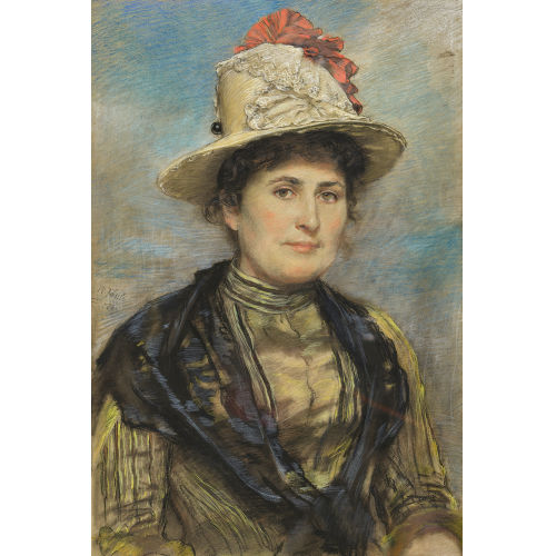 WILHELM HEINRICH F�SSLI : Bildnis von Sophie von Meiss (1846-1915) mit Hut (DOBIASCHOFSKY AUKTIONEN AG)