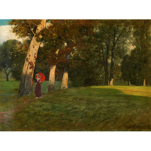 EDUARD PAUL RDISHLI : Spaziergngerin mit rotem Sonnenschirm (DOBIASCHOFSKY AUKTIONEN AG)