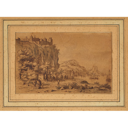 JOSUA DE GRAVE : Seelandschaft mit Steilh�ngen und Festung (DOBIASCHOFSKY AUKTIONEN AG)