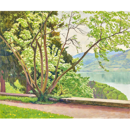 PLINIO COLOMBI : Blick aus dem Atelier des K�nstlers in Spiez (DOBIASCHOFSKY AUKTIONEN AG)