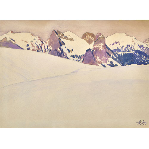 PLINIO COLOMBI : Der Jaunpass im Winter (DOBIASCHOFSKY AUKTIONEN AG)