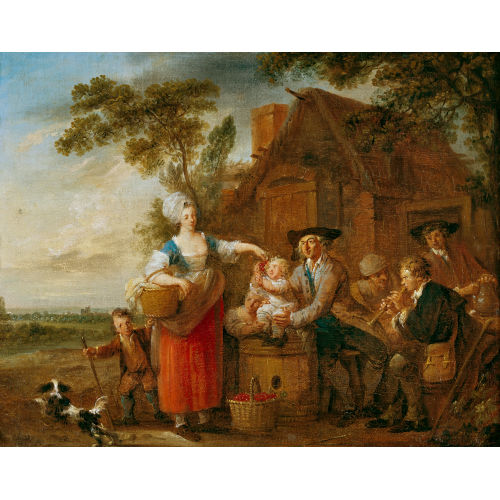 FRAN�OIS LOUIS JOSEPH (GEN. WATTEAU DE LILLE) WATTEAU : Ausgelassene Szene am Dorfrand (DOBIASCHOFSKY AUKTIONEN AG)