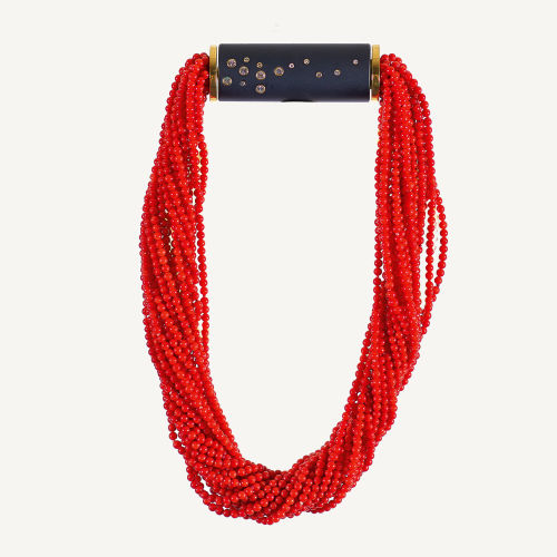 KORALLEN-ONYX-COLLIER : Brigitte H�gler, Amriswil (DOBIASCHOFSKY AUKTIONEN AG)