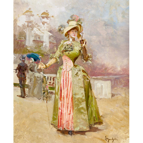 LUDOVICO MARCHETTI : Elegante Dame im Park (DOBIASCHOFSKY AUKTIONEN AG)
