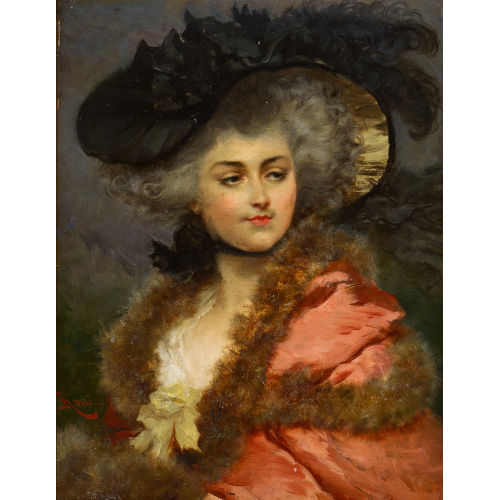 LUCIUS ROSSI : Elegante Dame mit Federhut (DOBIASCHOFSKY AUKTIONEN AG)