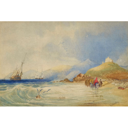 CHARLES BENTLEY : Coastal scene with ships (DOBIASCHOFSKY AUKTIONEN AG)