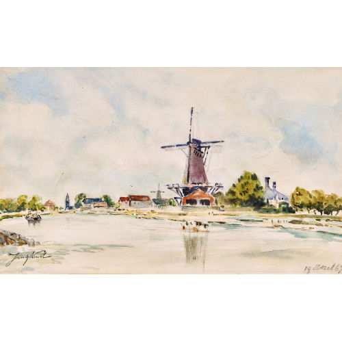 JOHAN BARTHOLD JONGKIND : Le moulin (DOBIASCHOFSKY AUKTIONEN AG)