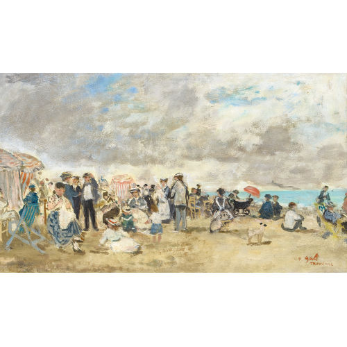 FRANOIS GALL : 'Eugnie brodant, assise auprs de ses enfants, plage de Trouville' (DOBIASCHOFSKY AUKTIONEN AG)