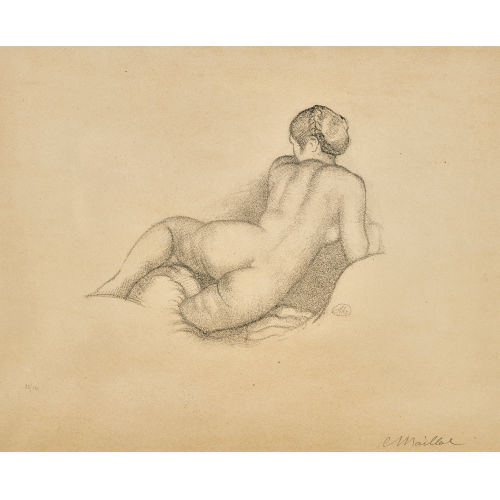 ARISTIDE JOSEPH BONAVENTURE MAILLOL : 'Femme nue de dos, demi redress�e, Dina ...' (DOBIASCHOFSKY AUKTIONEN AG)