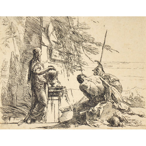 GIOVANNI BATTISTA (AUCH GIAMBATTISTA) TIEPOLO : Donna che posa le mani su un vaso, soldato e schiavo (DOBIASCHOFSKY AUKTIONEN AG)