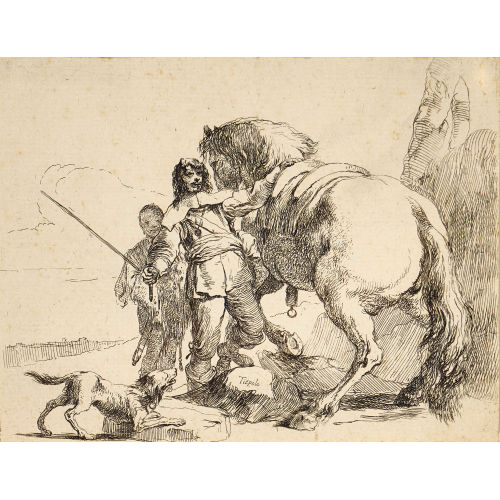 GIOVANNI BATTISTA (AUCH GIAMBATTISTA) TIEPOLO : Cavaliere presso il suo cavallo (DOBIASCHOFSKY AUKTIONEN AG)