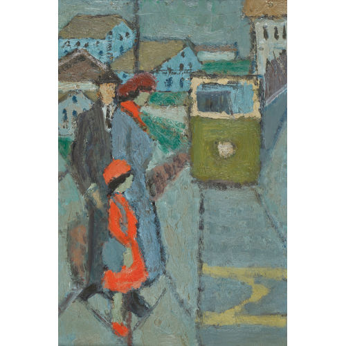 FRED STAUFFER : Strassenpartie mit Familie im Berner Weissenb�hl-Quartier (DOBIASCHOFSKY AUKTIONEN AG)