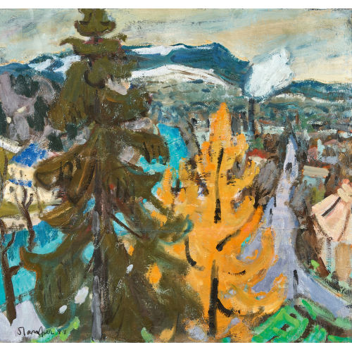 FRED STAUFFER : Herbstliche Aarelandschaft (DOBIASCHOFSKY AUKTIONEN AG)