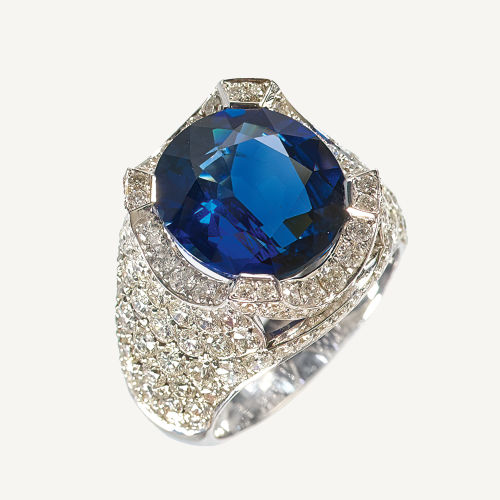 SAPHIR-DIAMANT-RING : (DOBIASCHOFSKY AUKTIONEN AG)