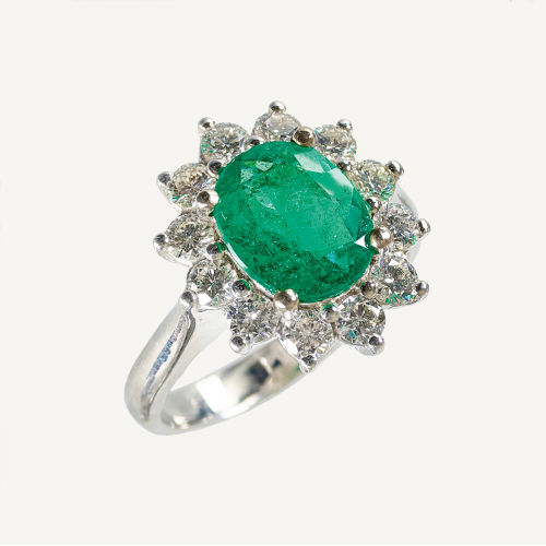 SMARAGD-DIAMANT-RING : (DOBIASCHOFSKY AUKTIONEN AG)