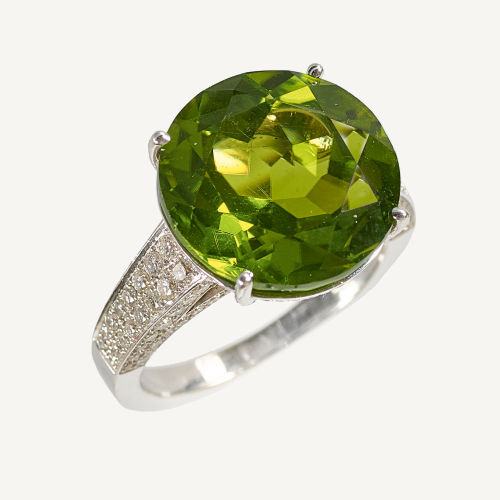 PERIDOT-DIAMANT-RING : (DOBIASCHOFSKY AUKTIONEN AG)