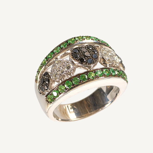 TSAVORIT-BRILLANT-RING : (DOBIASCHOFSKY AUKTIONEN AG)