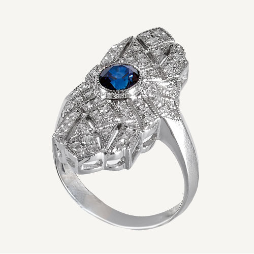 SAPHIR-DIAMANT-RING : (DOBIASCHOFSKY AUKTIONEN AG)