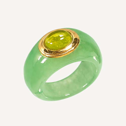 PERIDOT-JADE-RING : (DOBIASCHOFSKY AUKTIONEN AG)