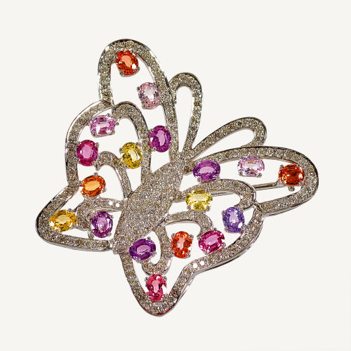 SAPHIR-DIAMANT-BROSCHE : (DOBIASCHOFSKY AUKTIONEN AG)