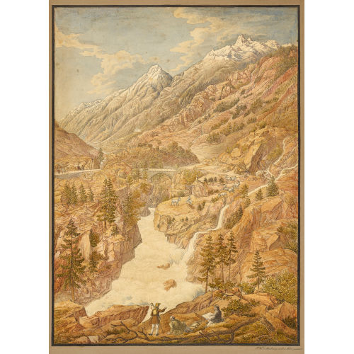 FRIEDRICH WILHELM DELKESKAMP : Das Reichenbachtal bei Meiringen mit Staffage (DOBIASCHOFSKY AUKTIONEN AG)