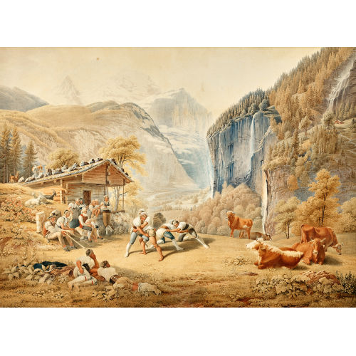 GABRIEL (GEN. LORY FILS) LORY : 'Les Lutteurs dans la Valle de Lauterbrunnen' (DOBIASCHOFSKY AUKTIONEN AG)