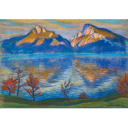 WALDEMAR THEOPHIL FINK : Herbstliche Ansicht des Thunersees mit dem Justistal (DOBIASCHOFSKY AUKTIONEN AG)