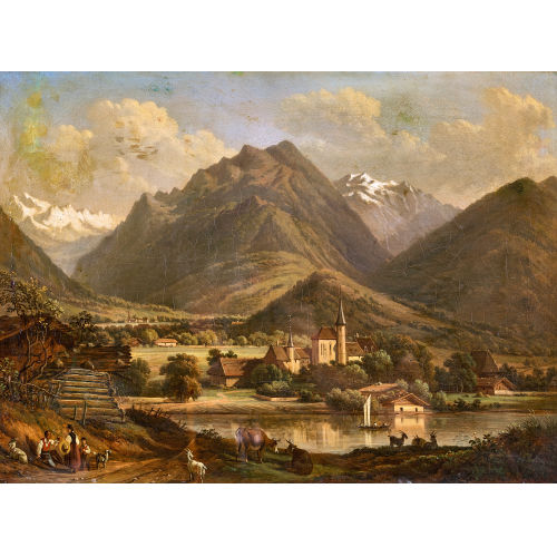 18./19. JH. SCHWEIZ : 'Vue d'Interlaken' (DOBIASCHOFSKY AUKTIONEN AG)