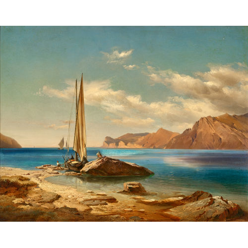 JOHANN GOTTFRIED STEFFAN : 'Ufer am Garda-See in Oberitalien' (DOBIASCHOFSKY AUKTIONEN AG)