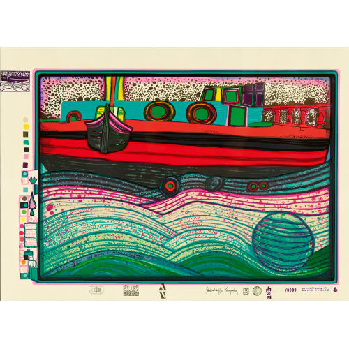 FRIEDENSREICH HUNDERTWASSER : 'Regentag auf Liebe Welle' (DOBIASCHOFSKY AUKTIONEN AG)