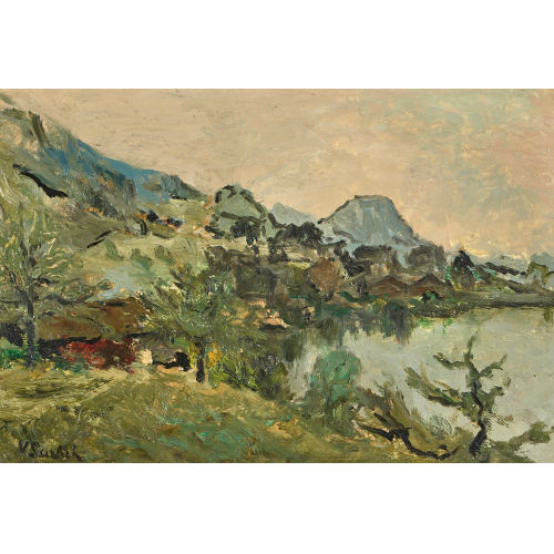 VICTOR SURBEK : H�gelige Landschaft mit See (DOBIASCHOFSKY AUKTIONEN AG)