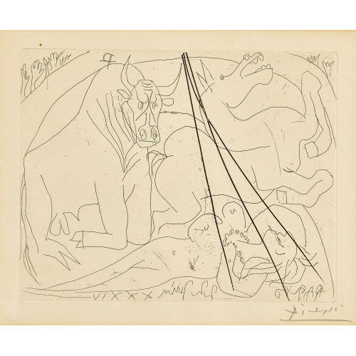 PABLO PICASSO : 'Toreau mourant agenouill� devant une femme nue morte' (DOBIASCHOFSKY AUKTIONEN AG)
