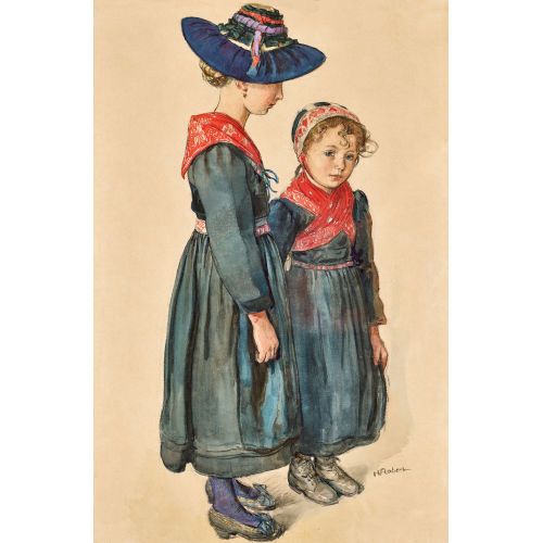 HENRI MARCEL ROBERT : 'Fillettes valaisainnes' (DOBIASCHOFSKY AUKTIONEN AG)