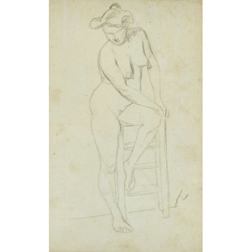 F�LIX VALLOTTON : 'Mod�le nu, debout, appuy� sur un haut tabouret' (DOBIASCHOFSKY AUKTIONEN AG)