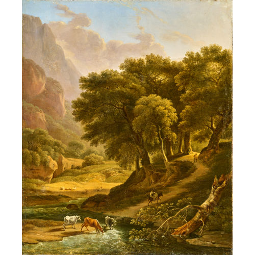 A. ADH�MAR : Berglandschaft mit K�hen am Bach (DOBIASCHOFSKY AUKTIONEN AG)