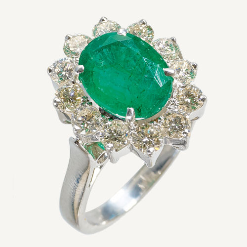 SMARAGD-BRILLANT-RING : (DOBIASCHOFSKY AUKTIONEN AG)